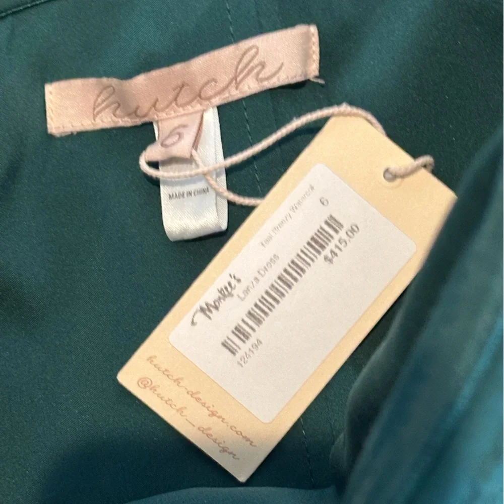 NWT! Hutch Lanza Teal Strapless Pleated Tulle Gown Size 6 - Picture 10 of 15